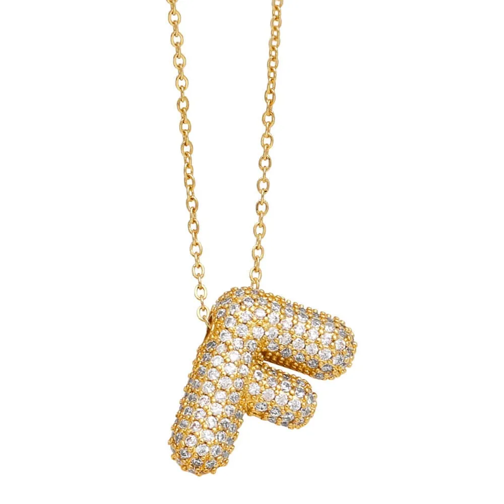 Mea Nani Diamond Initial bokstavsmykke gull A-Z med zirconia