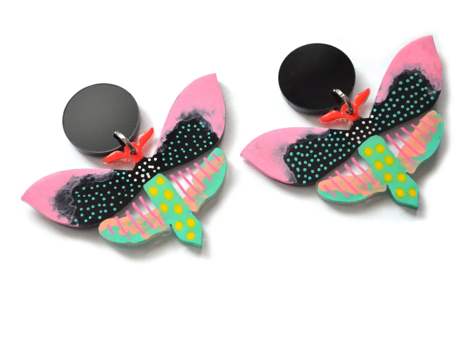 BooandBooFactory Pastel Black Butterfly akryl øredobber