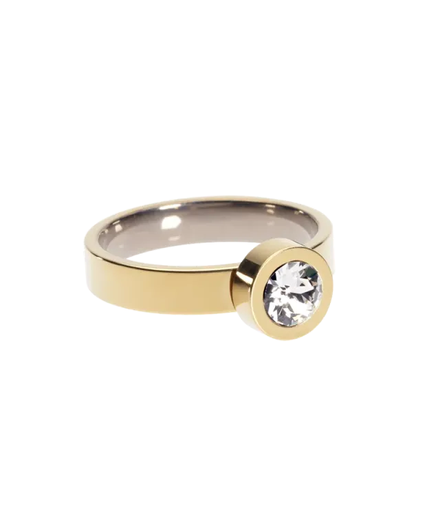 Blomdahl Grand Bezel ring crystal gull nikkelfri