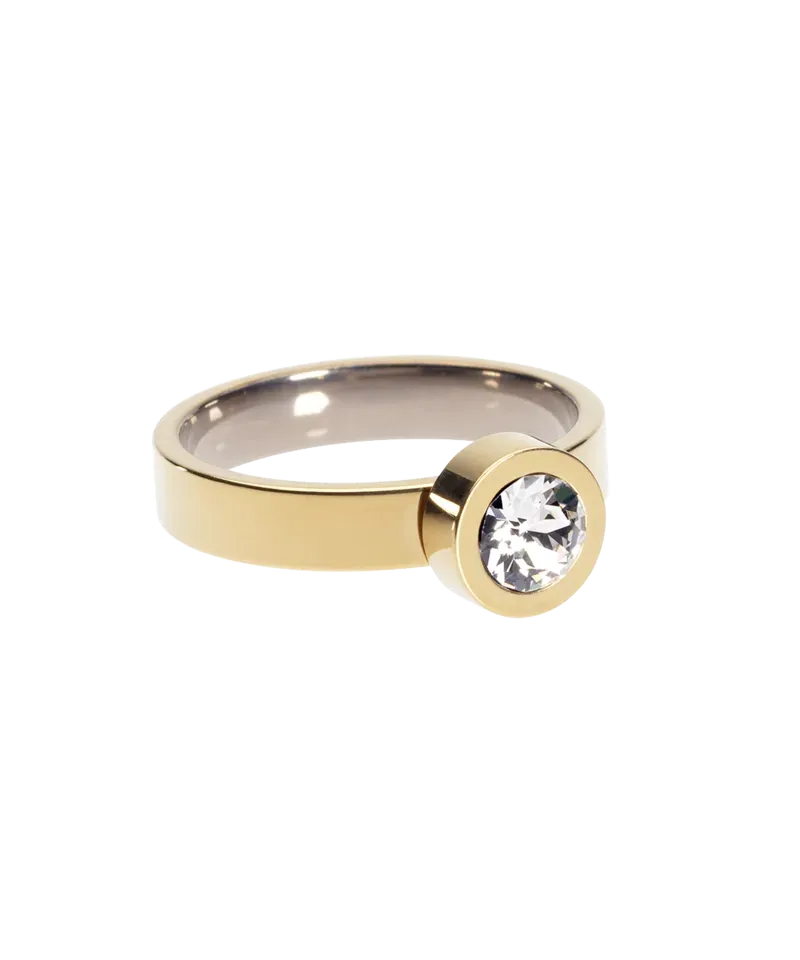 Blomdahl Grand Bezel ring crystal gull nikkelfri