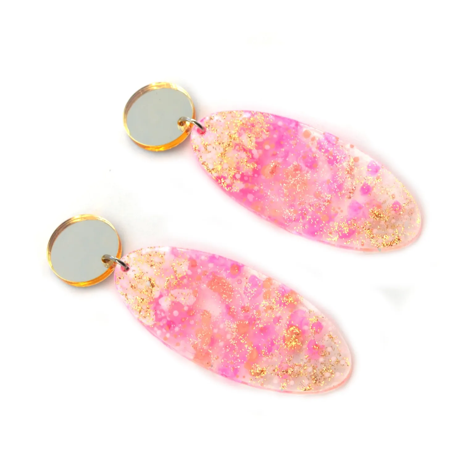 BooandBooFactory Pink Peach Abstract ovale dråpeøredobber