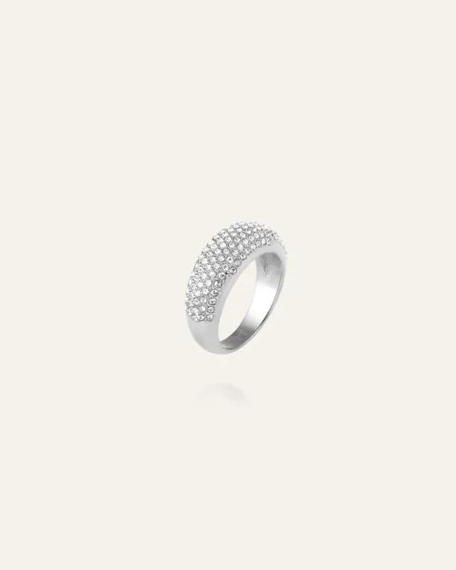 Mockberg Treasure ring sølv bred zirkonia