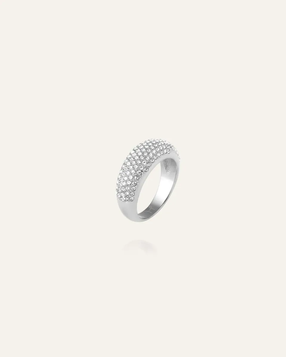 Mockberg Treasure ring sølv bred zirkonia