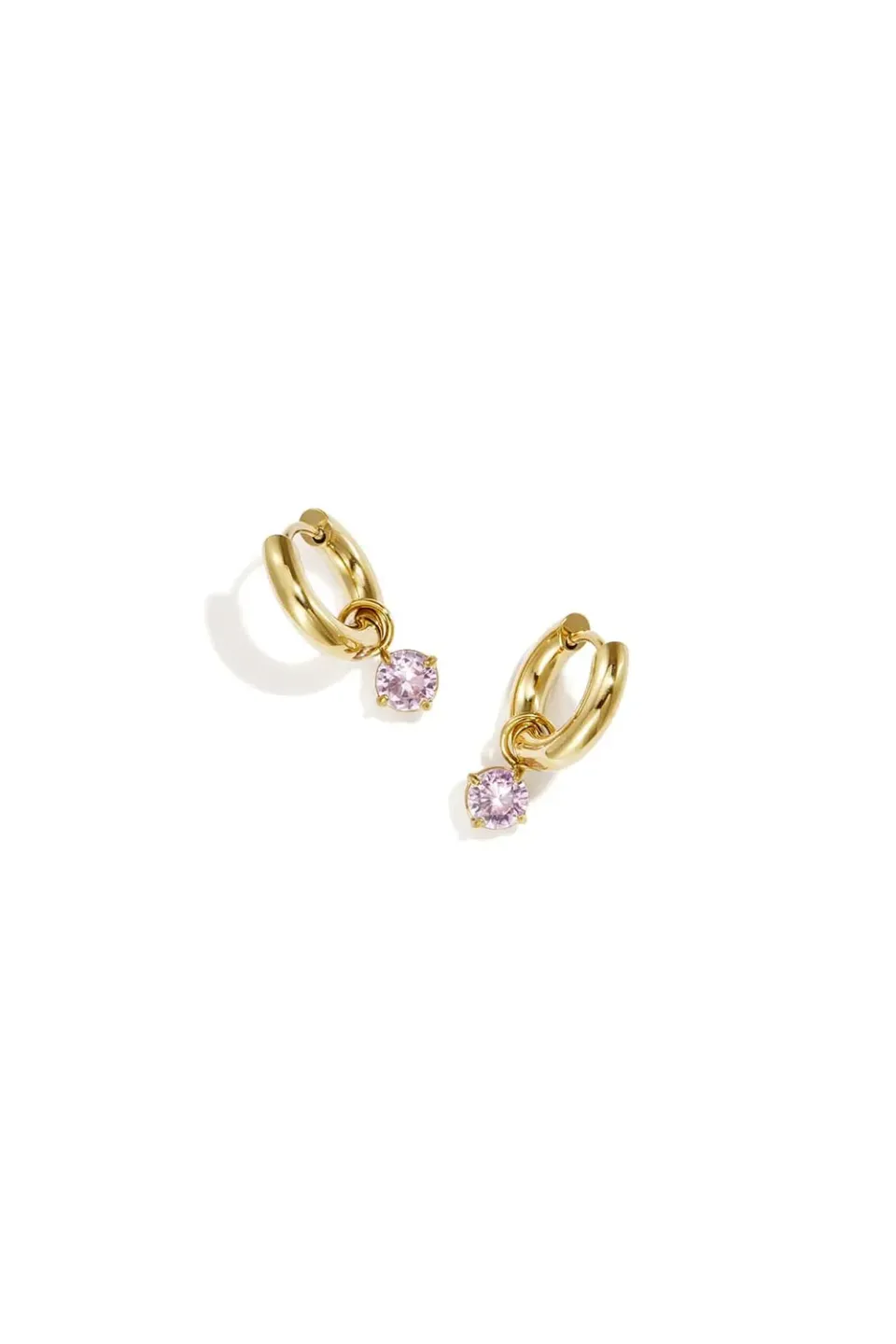 Mea Nani Blush hoops øredobber gull rosa stein