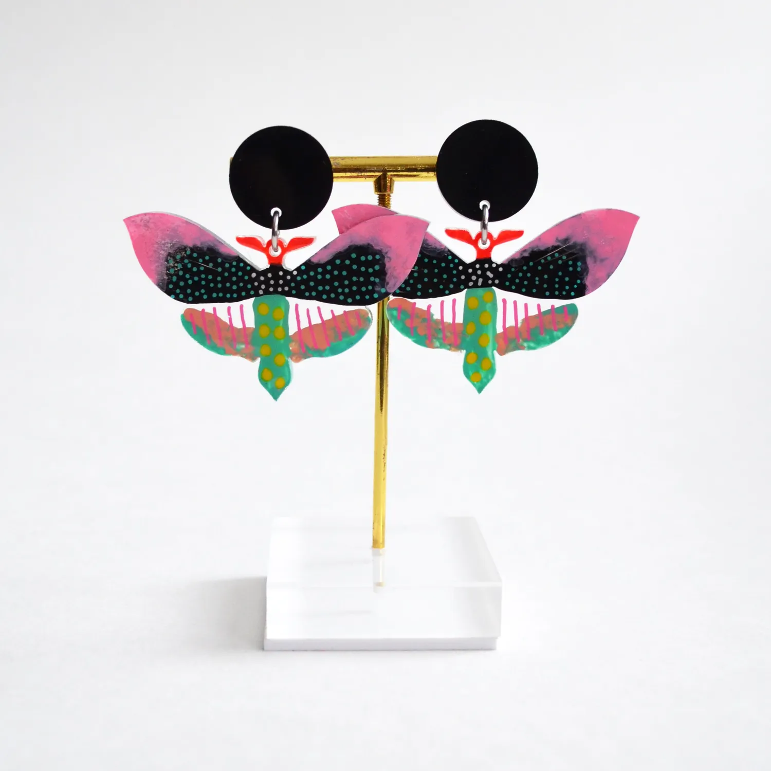 BooandBooFactory Pastel Black Butterfly akryl øredobber
