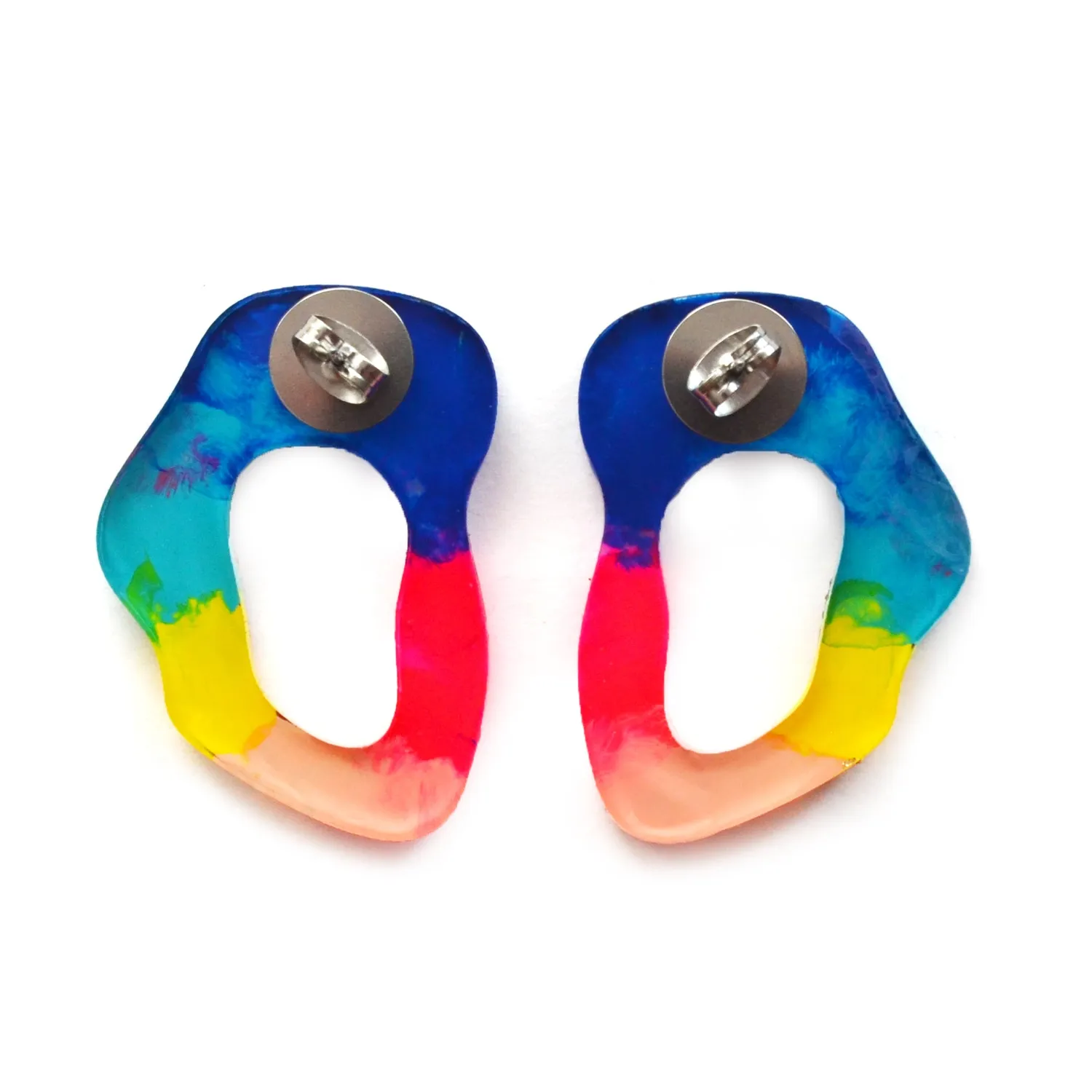 BooandBooFactory Blue Hoop Post studs øredobber blå