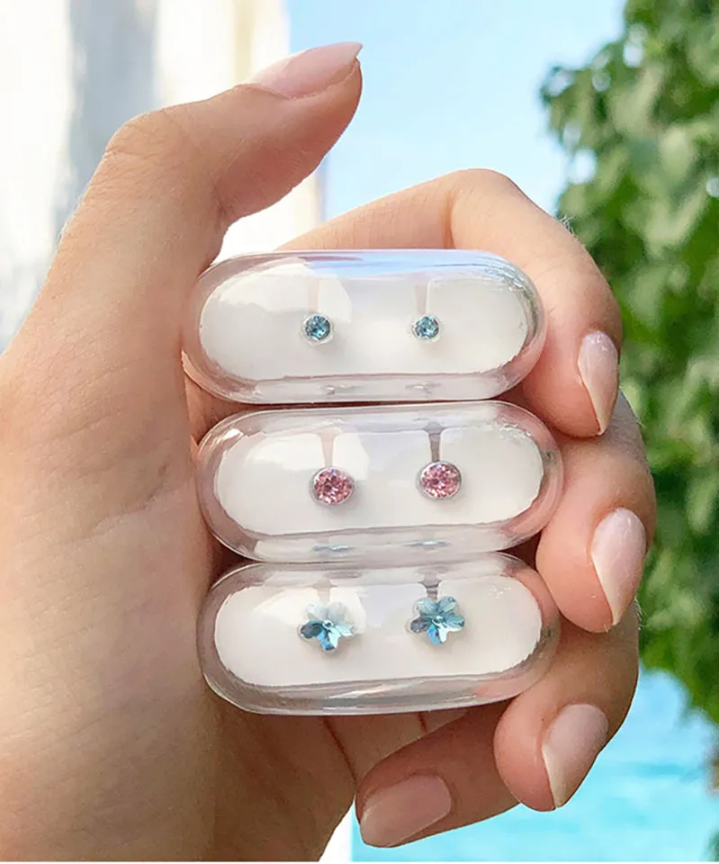 Blomdahl Bezel øredobb aquamarine 6 mm plast