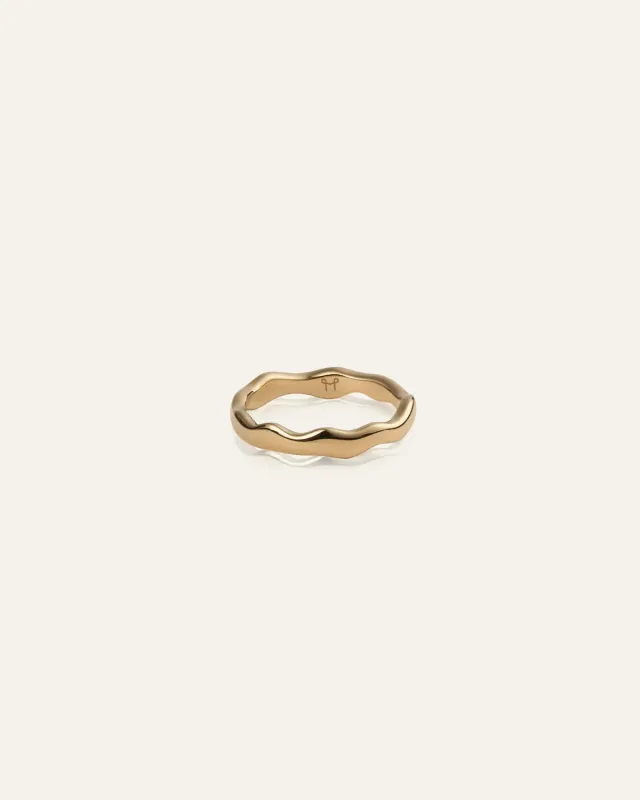 Mockberg Wavy Petite ring gull str 52 bølgete