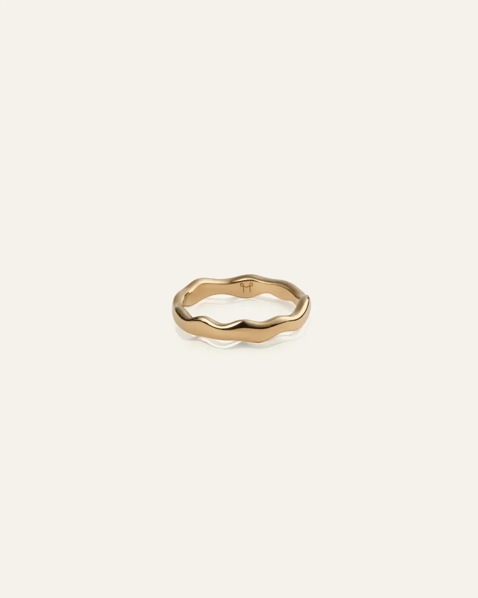 Mockberg Wavy Petite ring gull str 52 bølgete