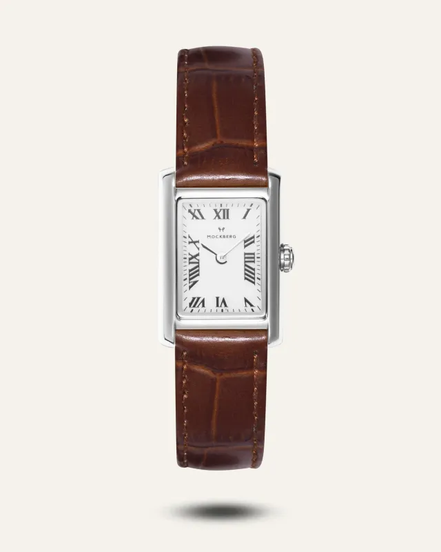 Mockberg Timeless klokke brunt skinn 19x28 mm