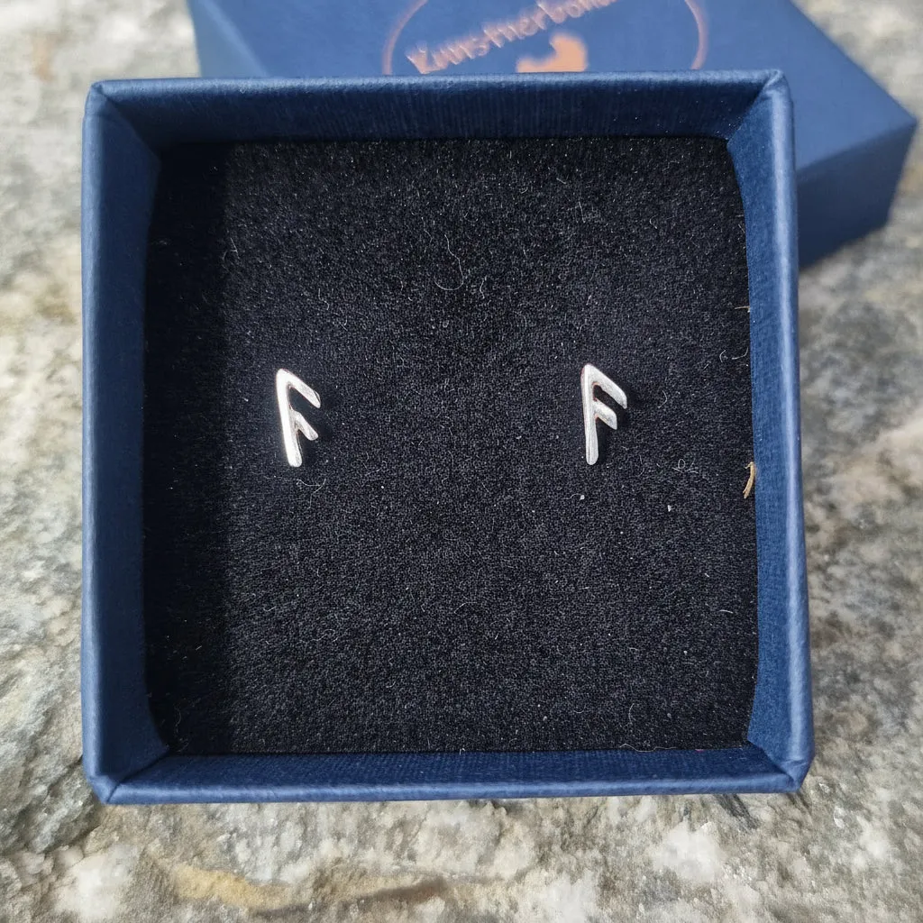 Kunstnerbonden Ansuz rune ørestift sølv eldre futhark