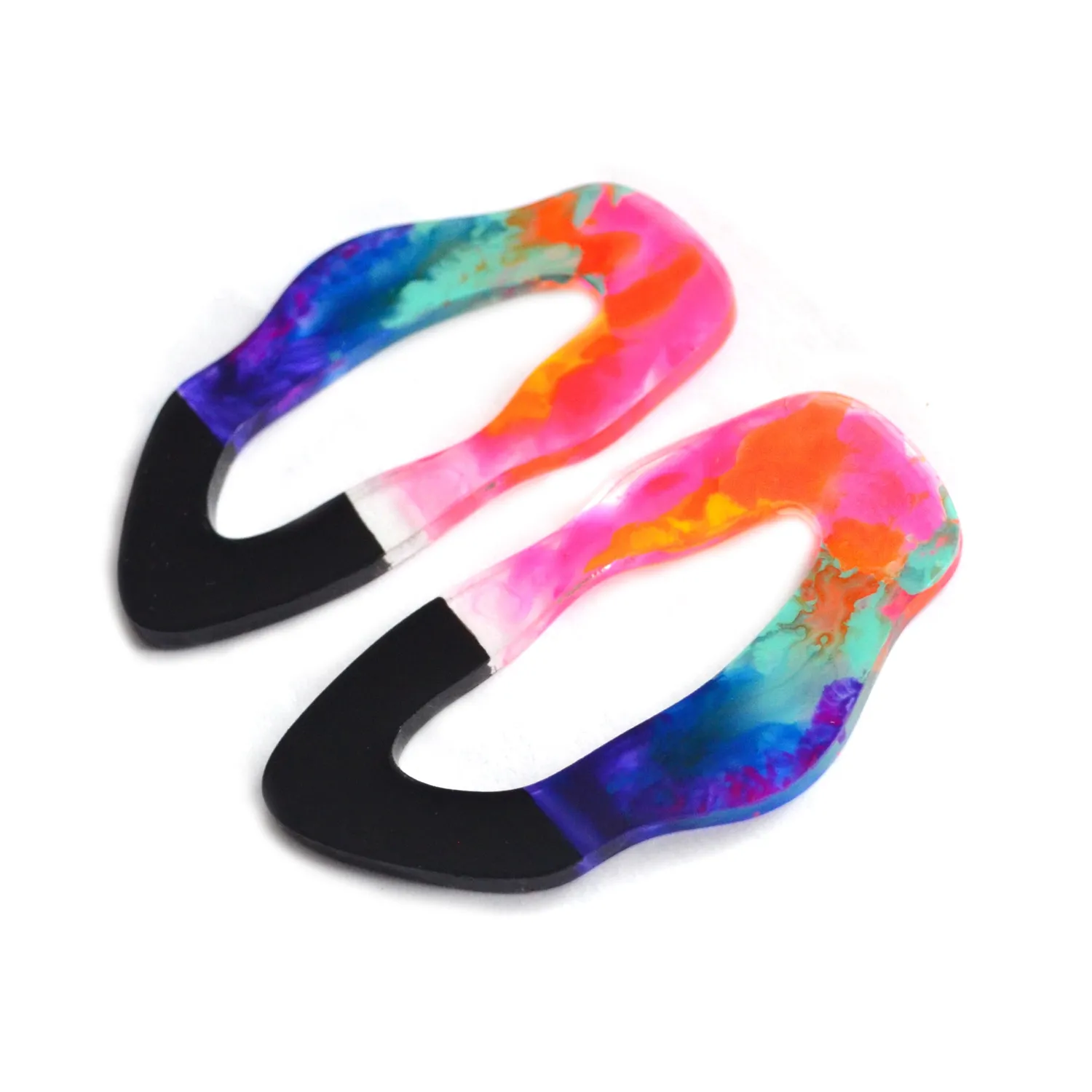 BooandBooFactory Rainbow Hoop Stud øredobber store fargerike