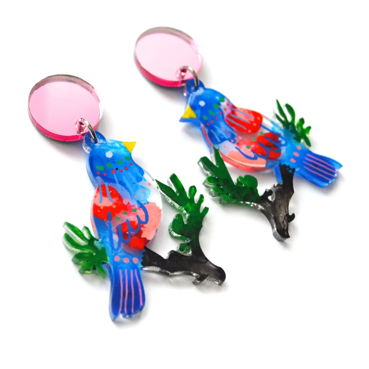 BooandBooFactory Bluebird Branch øredobber rosa speil