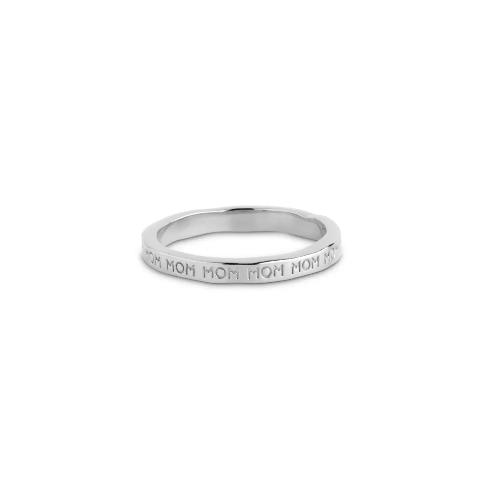 Enamel Mom ring sølv gravert str 50-59