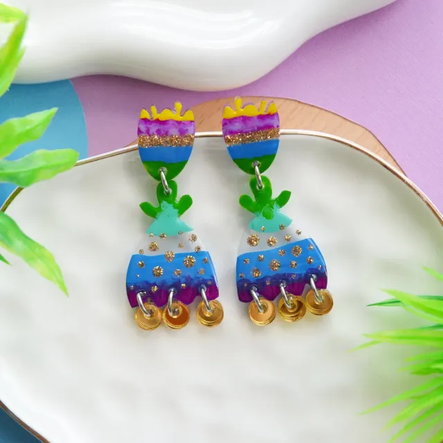 BooandBooFactory Tulip øredobber akryl lilla blå