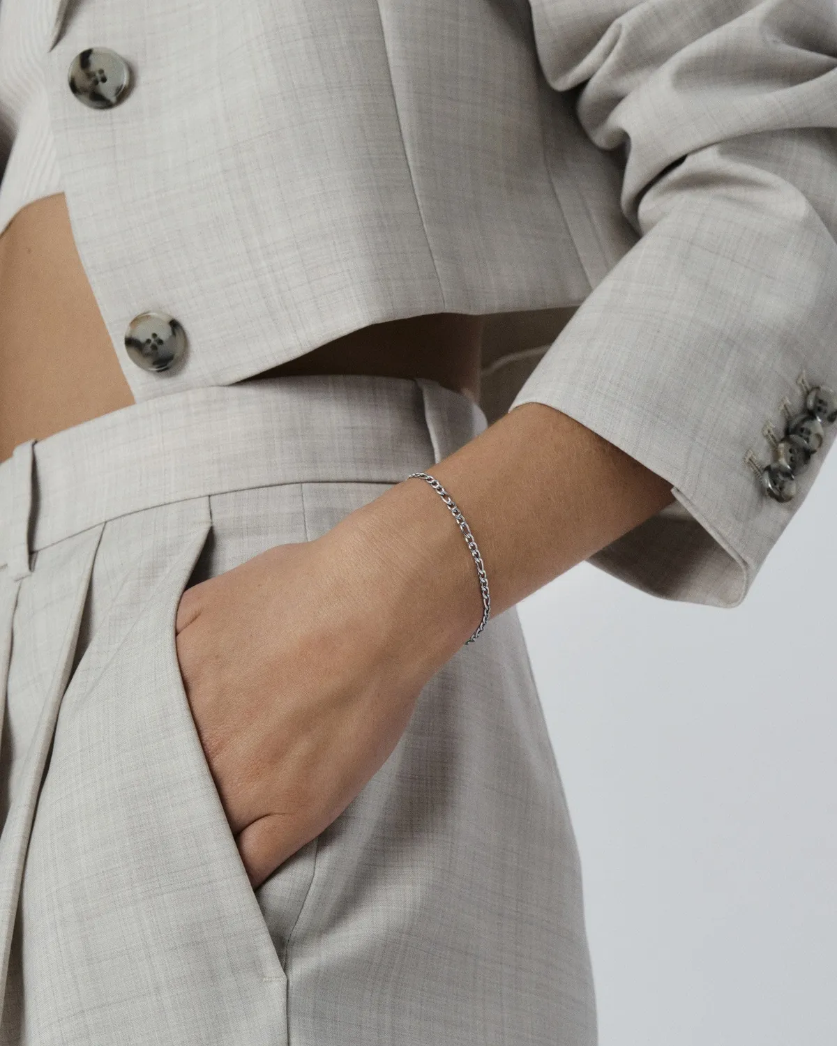 Mockberg Thin Figaro Bracelet armbånd sølv 3 mm vanntett