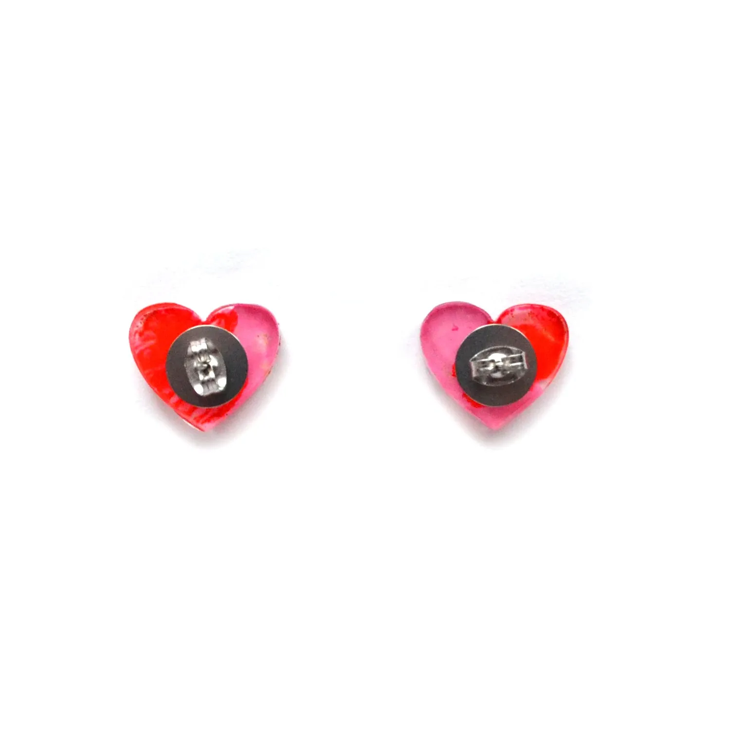 BooandBooFactory Pink and Red Heart studs øredobber rosa