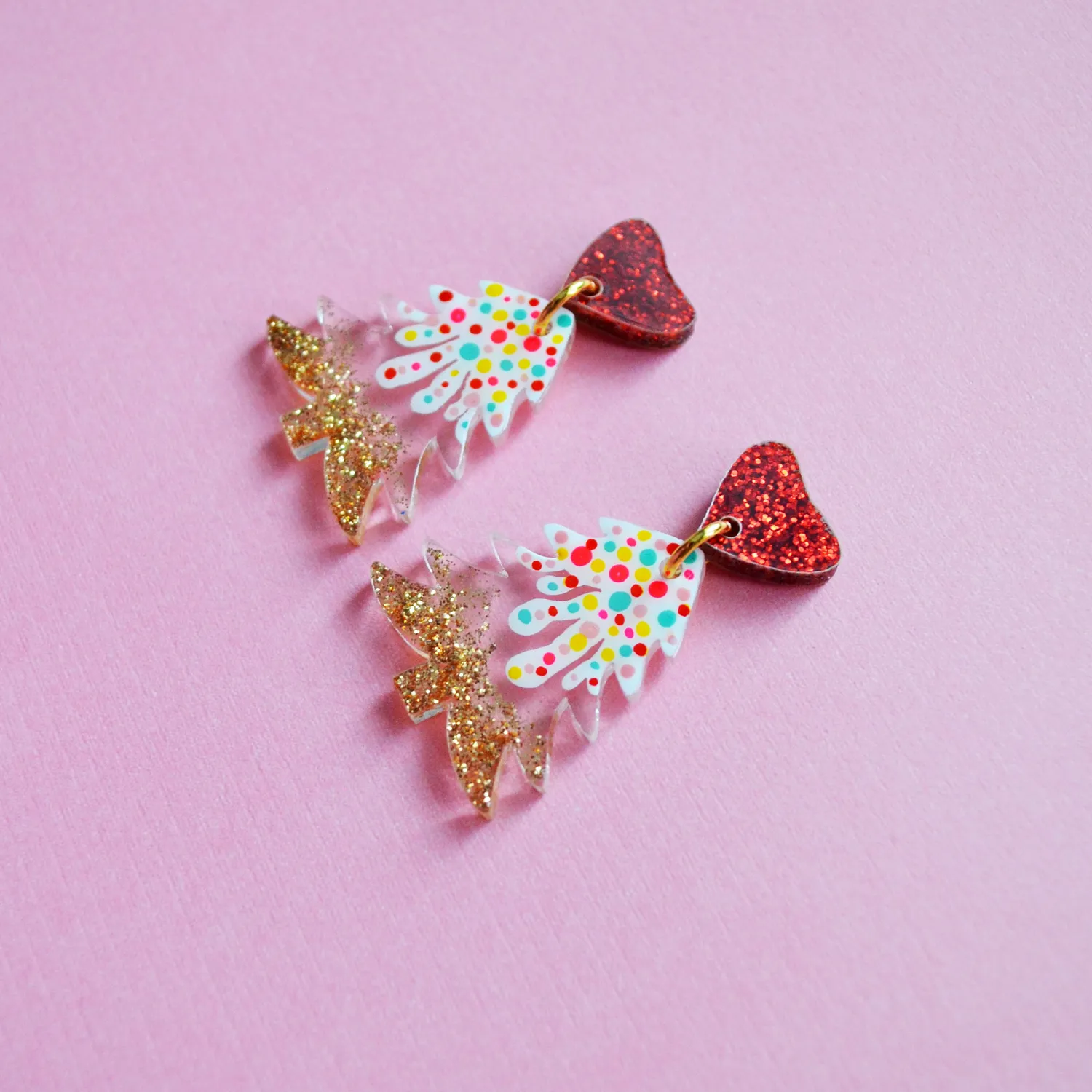 BooandBooFactory Hearts Snow juletreøredobber glitter