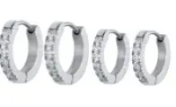 Mockberg Shiny Set Steel Hoops øredobber stål blanke