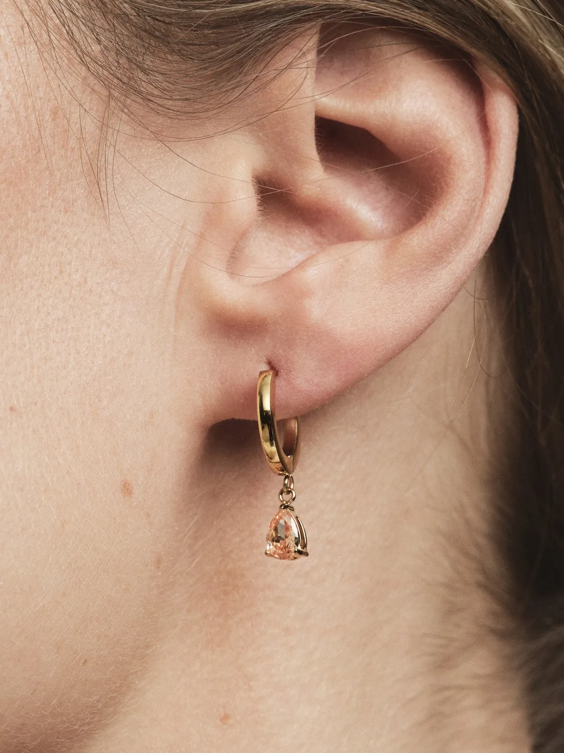 Mockberg Belle Champagne Hoops øreringer gull 13 mm