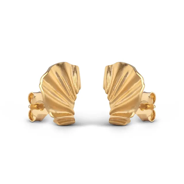 Enamel Mini Wave øredobber 12 mm forgylt par