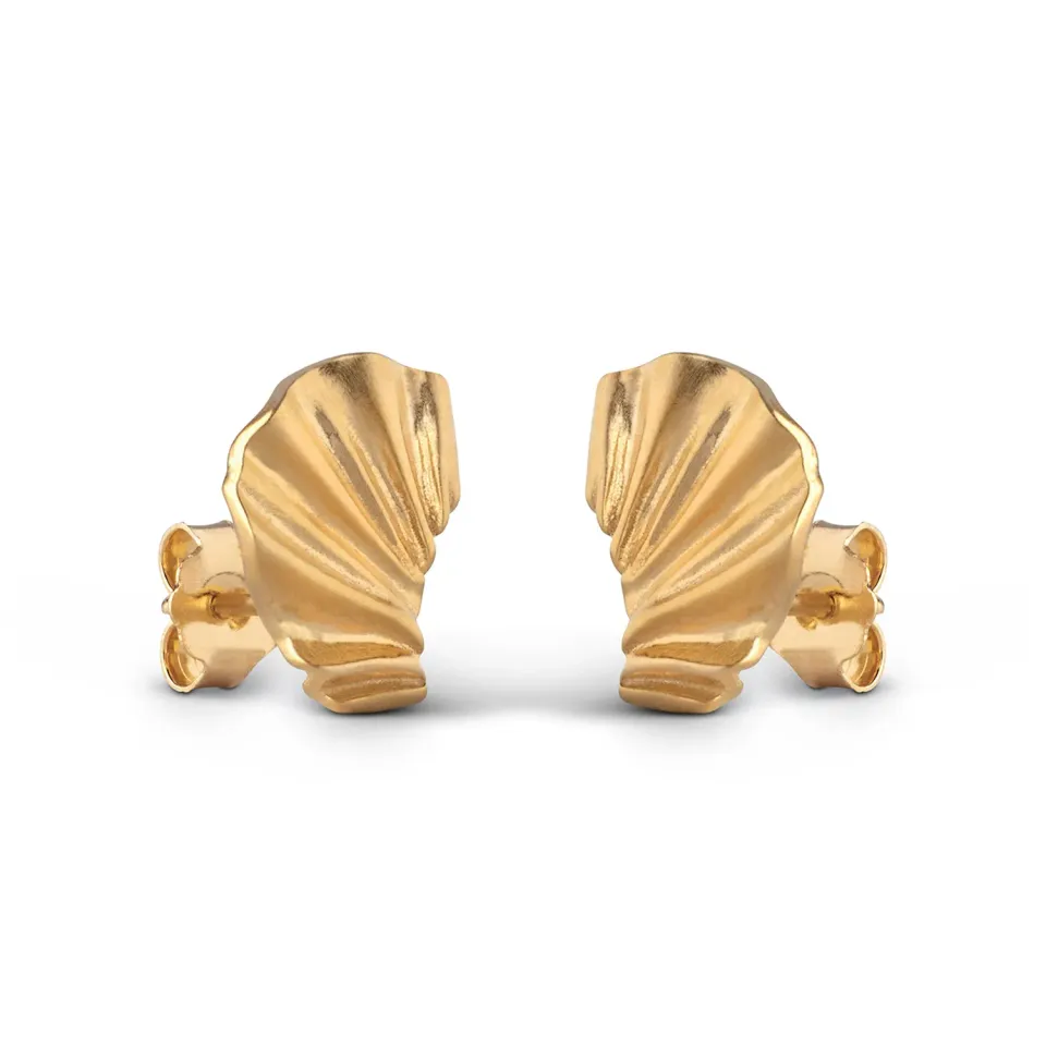 Enamel Mini Wave øredobber 12 mm forgylt par