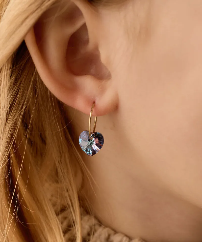Blomdahl Ear Ring Heart øredobber 14 mm lilla gull
