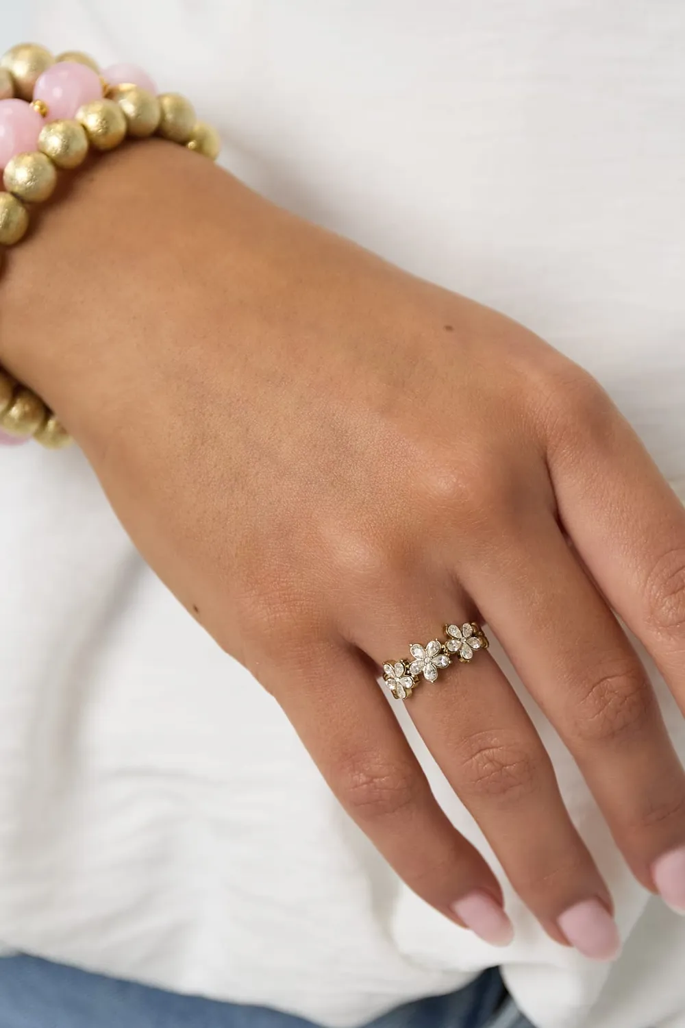 Mea Nani Fleur ring gull justerbar blomst