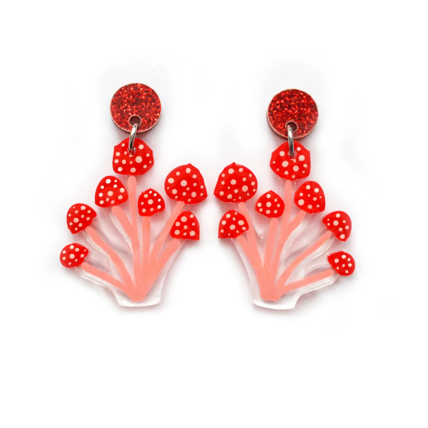 BooandBooFactory Amanita Mushroom øredobber 1 par rød