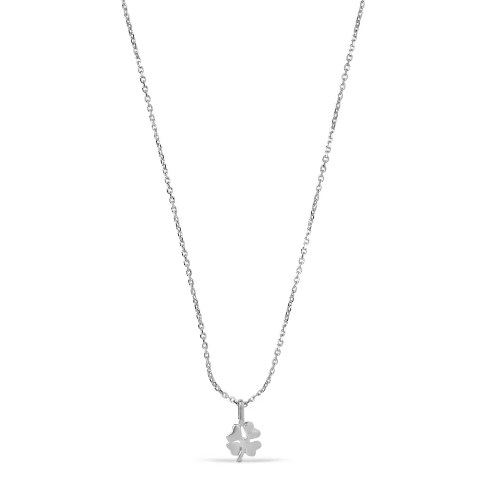 Enamel Four-Leaf Clover halskjede sølv 45+3 cm
