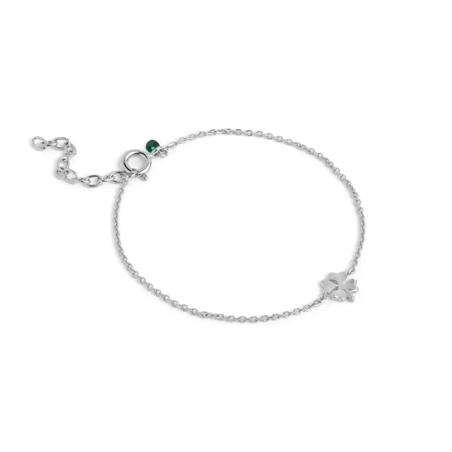 Enamel Four-Leaf Clover armbånd sølv 15+4 cm