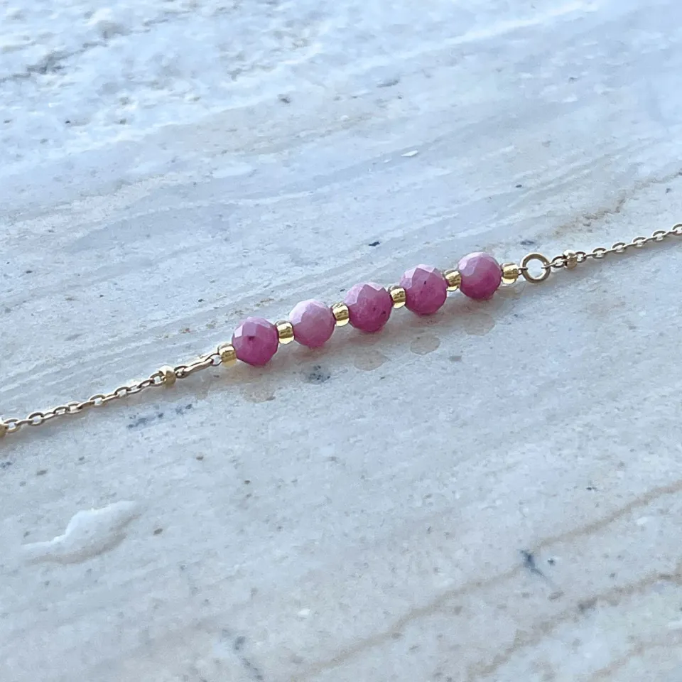 Mea Nani Pink Love armbånd 18K gullbelagt rosa