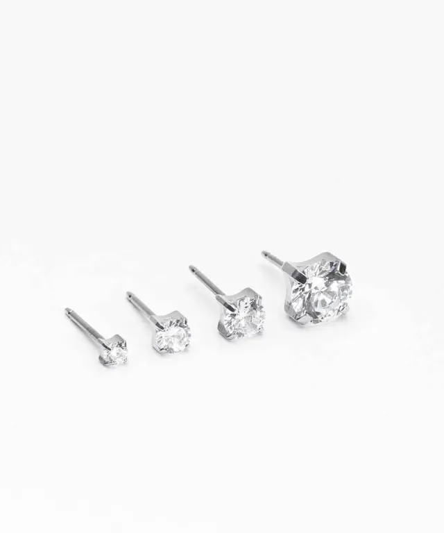 Blomdahl Tiffany øredobber 5 mm sølv CZ white titan