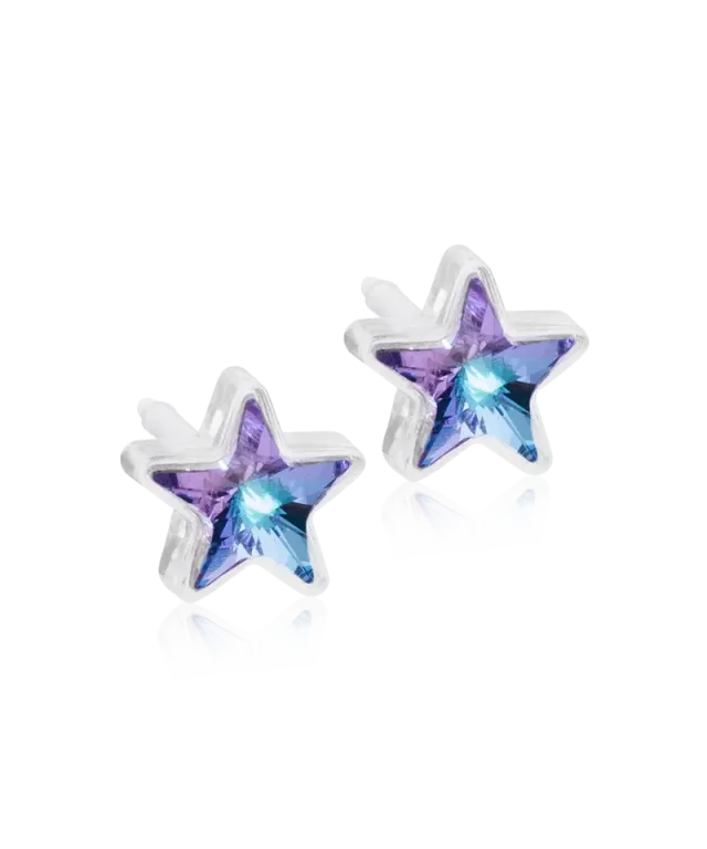 Blomdahl Star øredobber lilac shimmer 6 mm