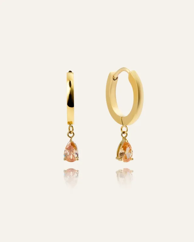 Mockberg Belle Champagne Hoops øreringer gull 13 mm