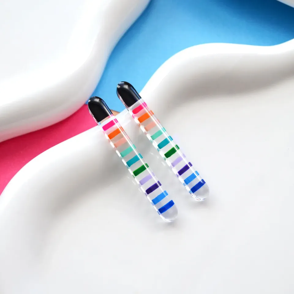 BooandBooFactory Rainbow Stripes øredobber svart