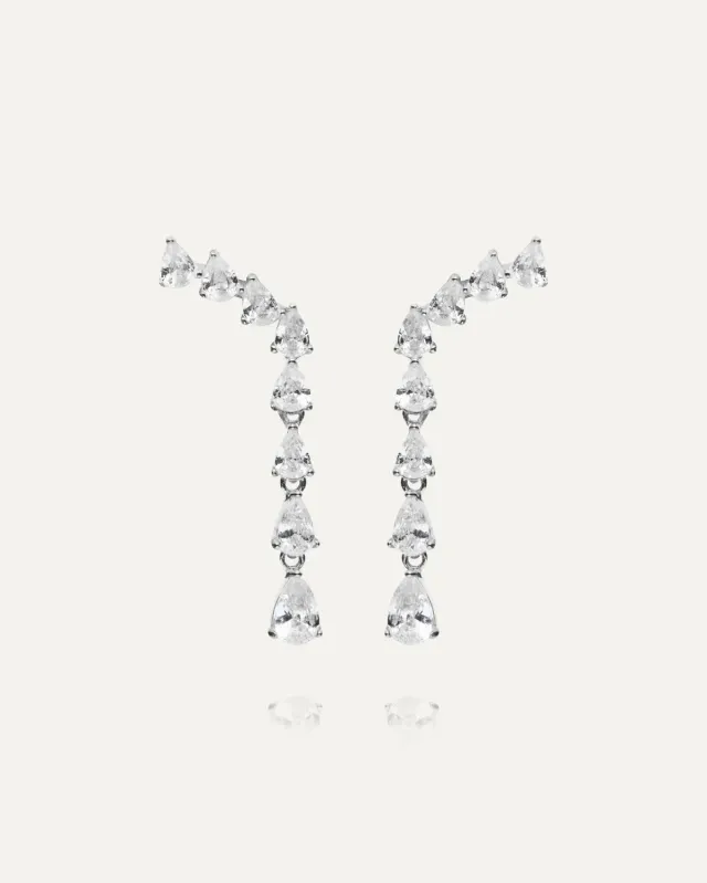 Mockberg Isadora Steel øredobber sølv 33 mm zirkonia