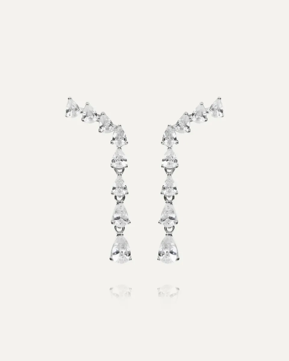 Mockberg Isadora Steel øredobber sølv 33 mm zirkonia