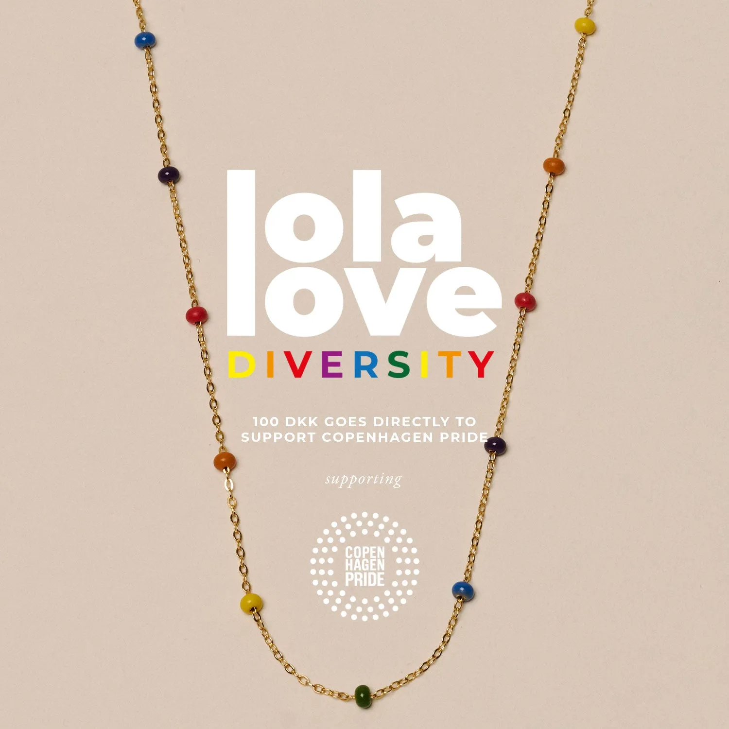 Enamel Lola Bold Diversity halssmykke 45 cm regnbue