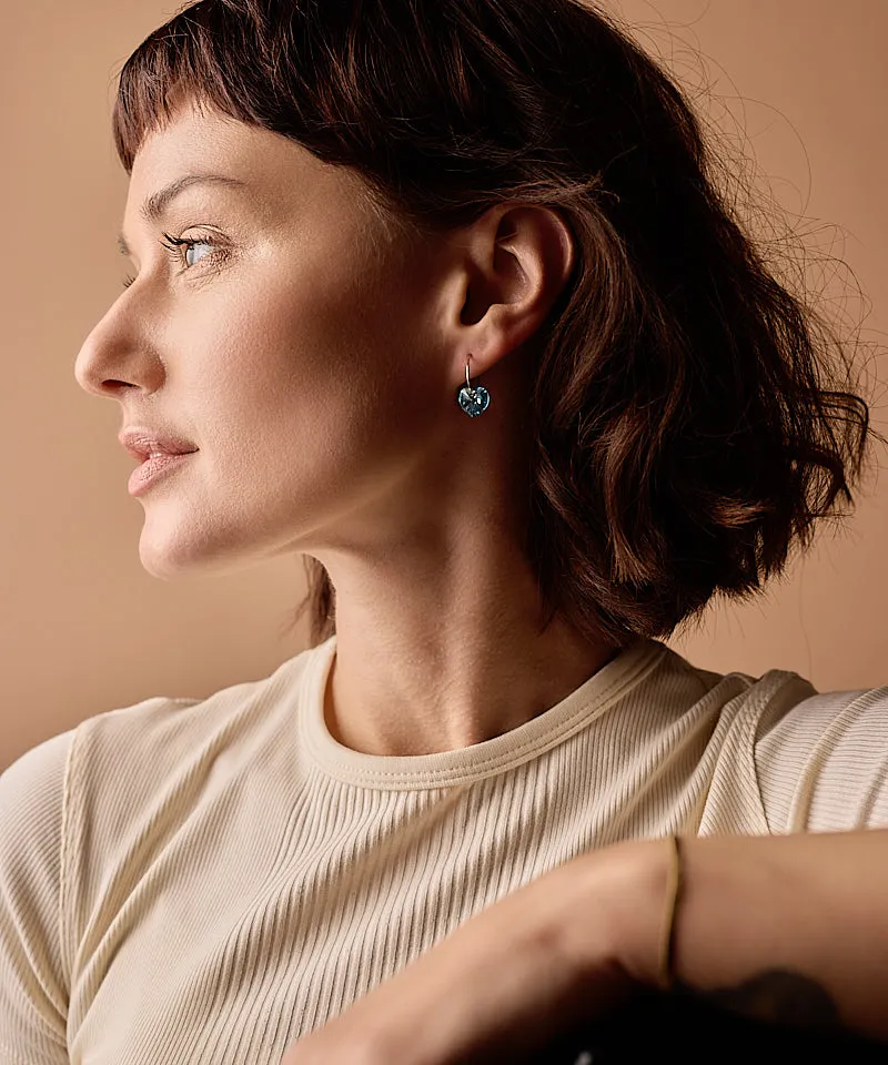 Blomdahl Ear Ring Heart ørering aquamarine 14 mm gullfarget