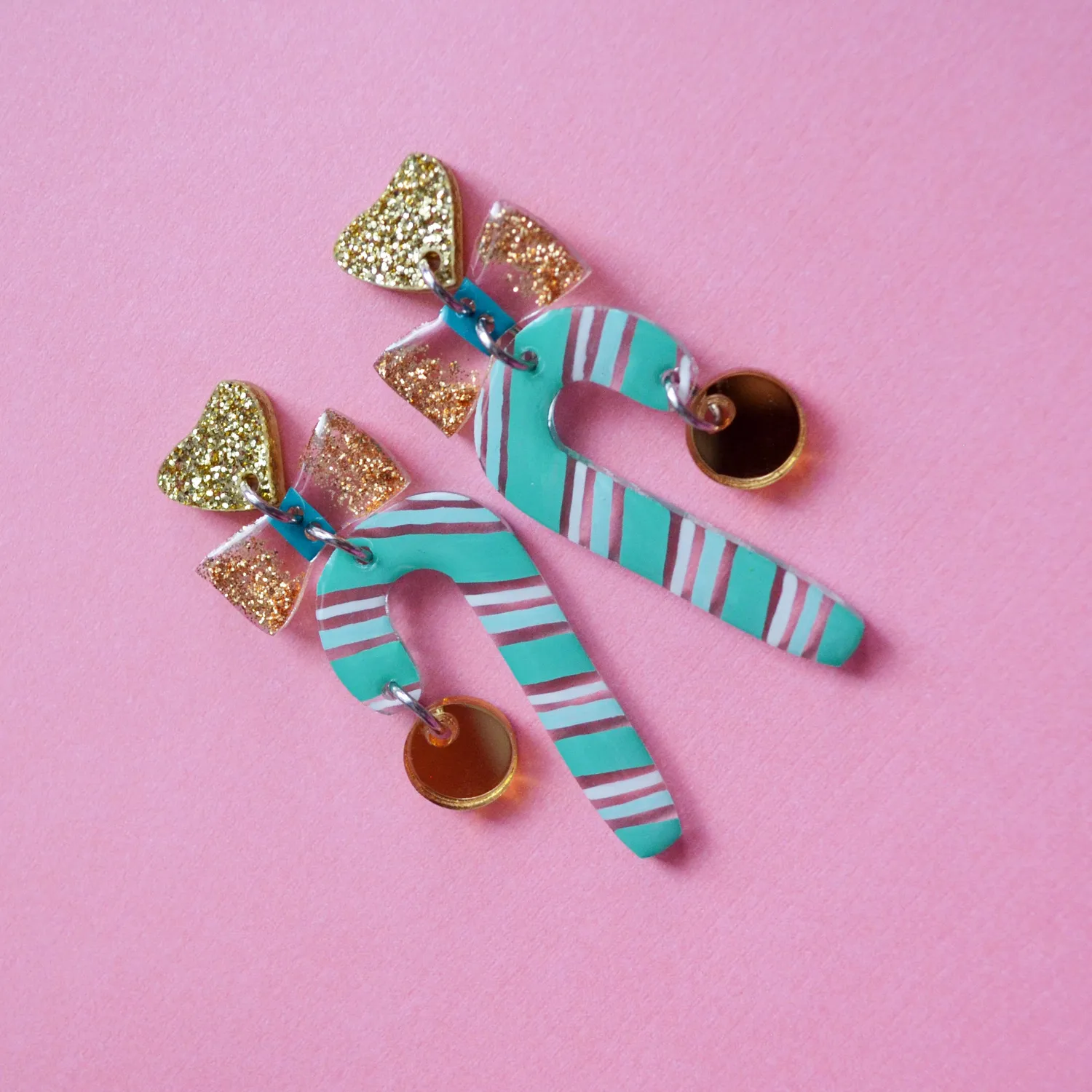 BooandBooFactory Candy Cane juløredobber mint gull