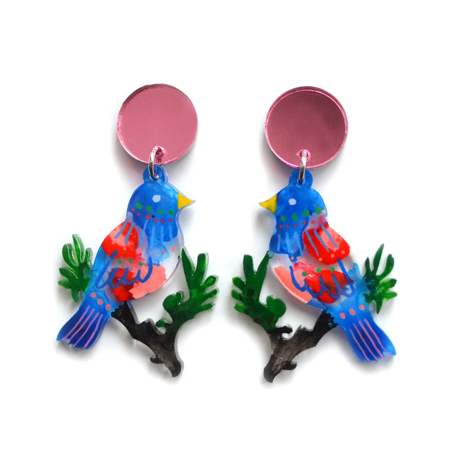 BooandBooFactory Bluebird Branch øredobber rosa speil