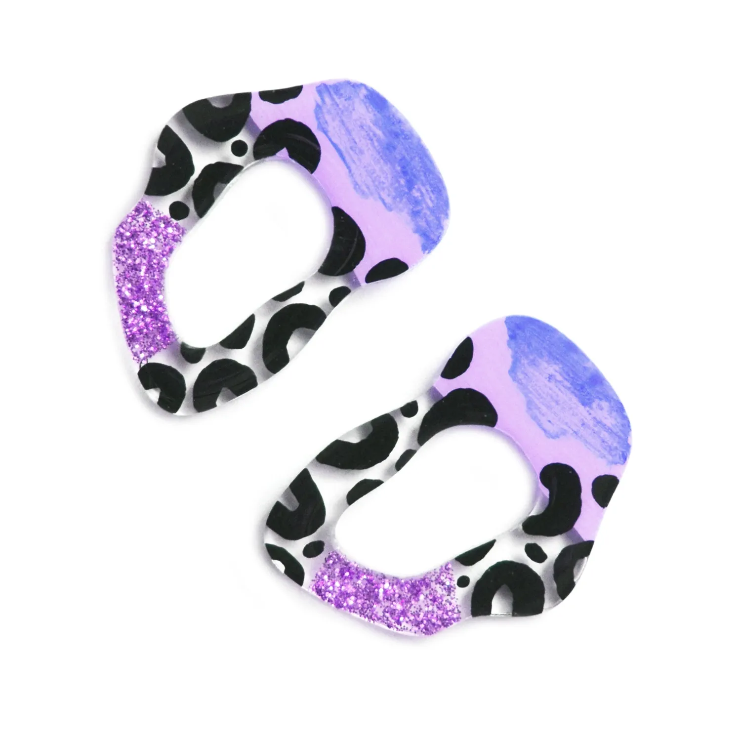 BooandBooFactory Leopard Squiggle øredobber lilla glitter