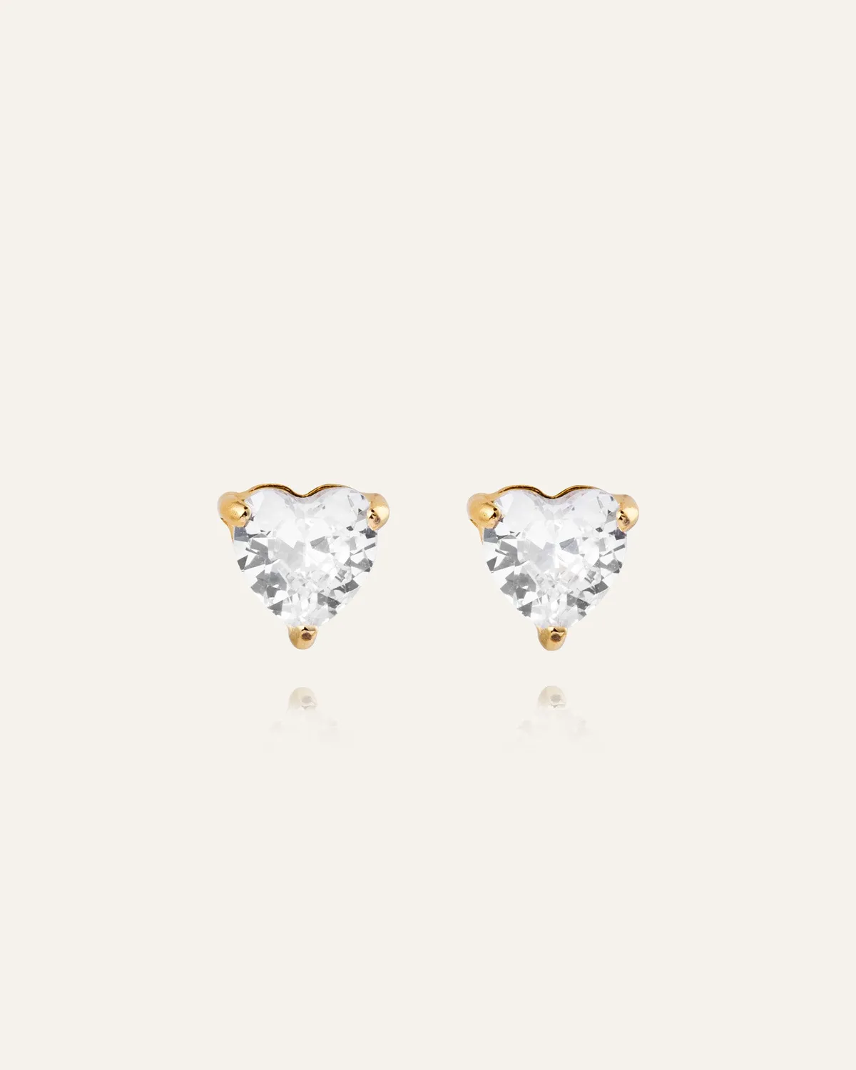 Mockberg Bonne White Studs øredobber gull hjerte