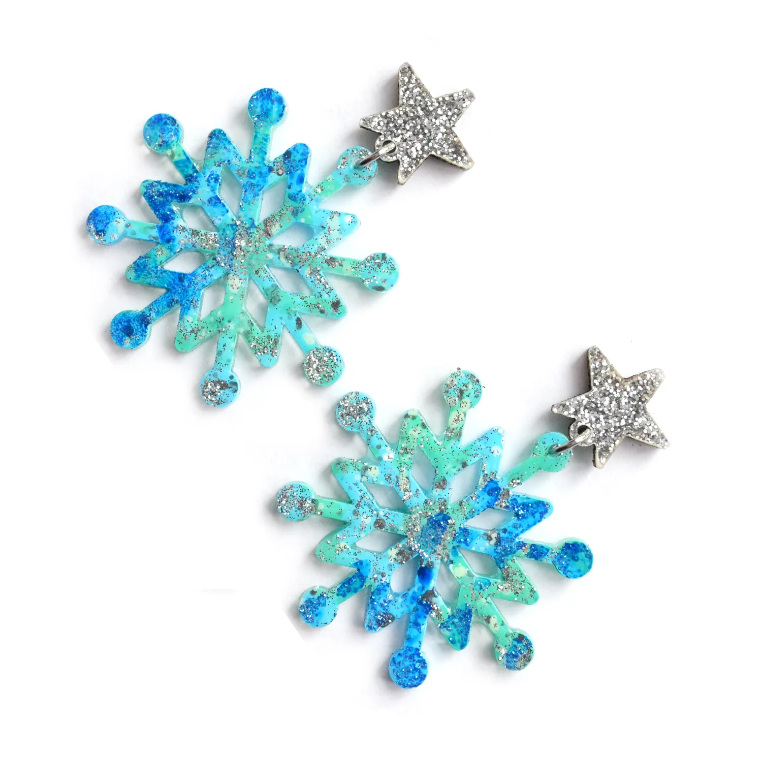 BooandBooFactory Blue Snowflake øredobber vinter