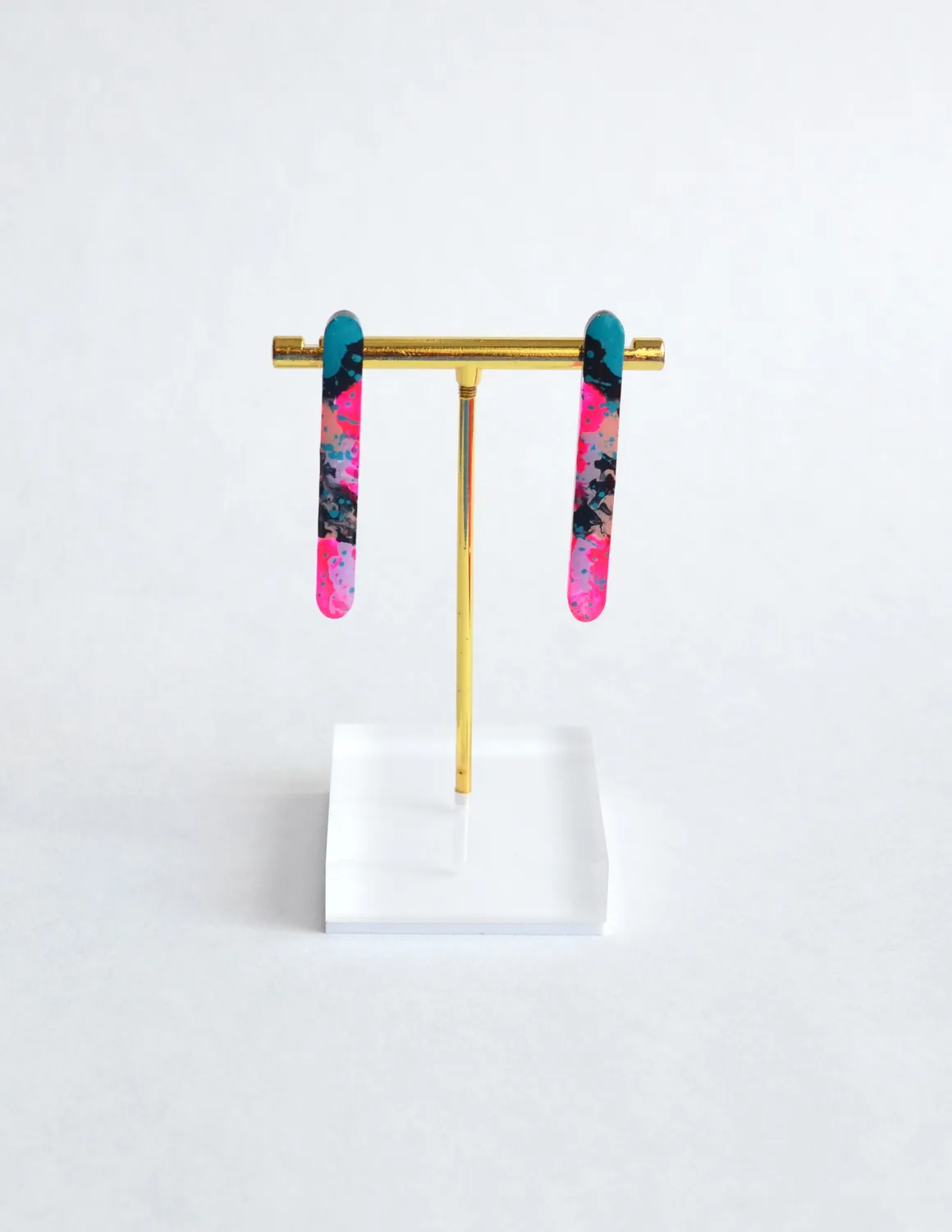 BooandBooFactory Watercolor Bar stud øredobber rosa blå