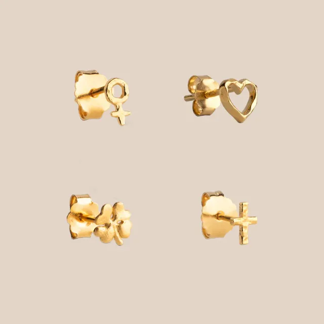 Enamel Symbol Stud øredobber gavesett 4 par symbol