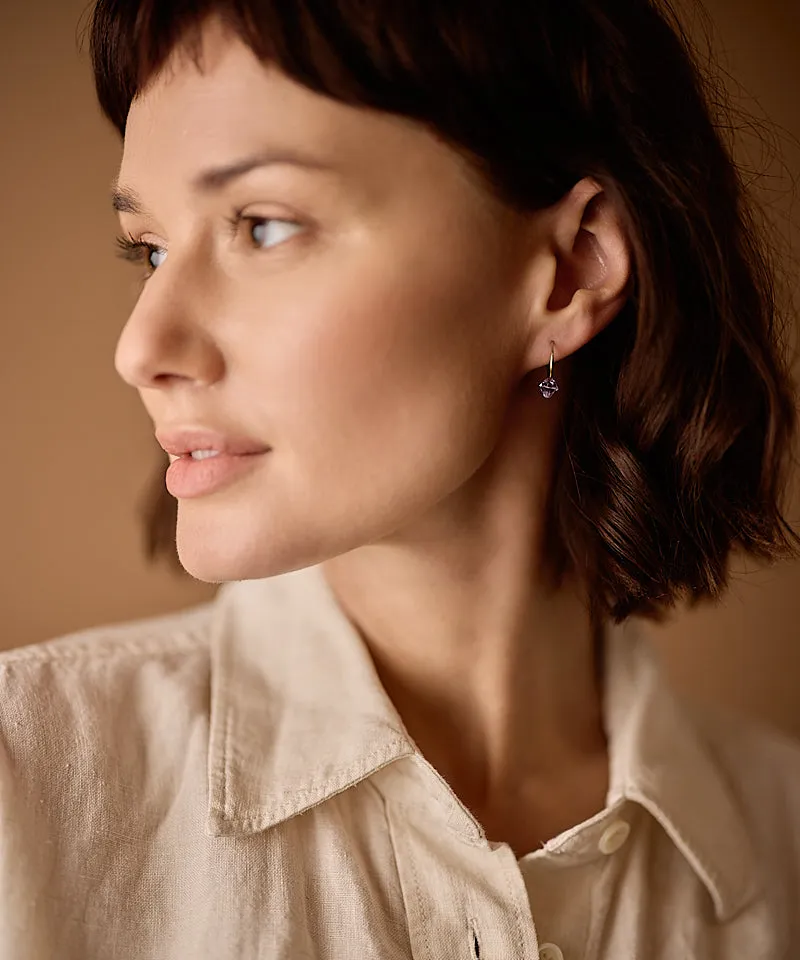 Blomdahl Ear Ring Bicone ørering 14 mm fiolett gull
