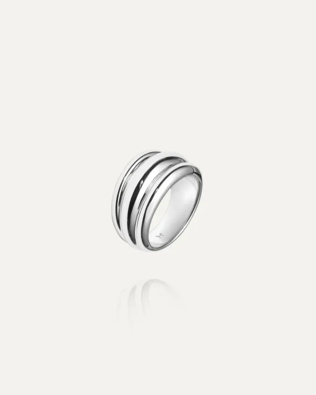 Mockberg Deco Ribbed ring sølv stål