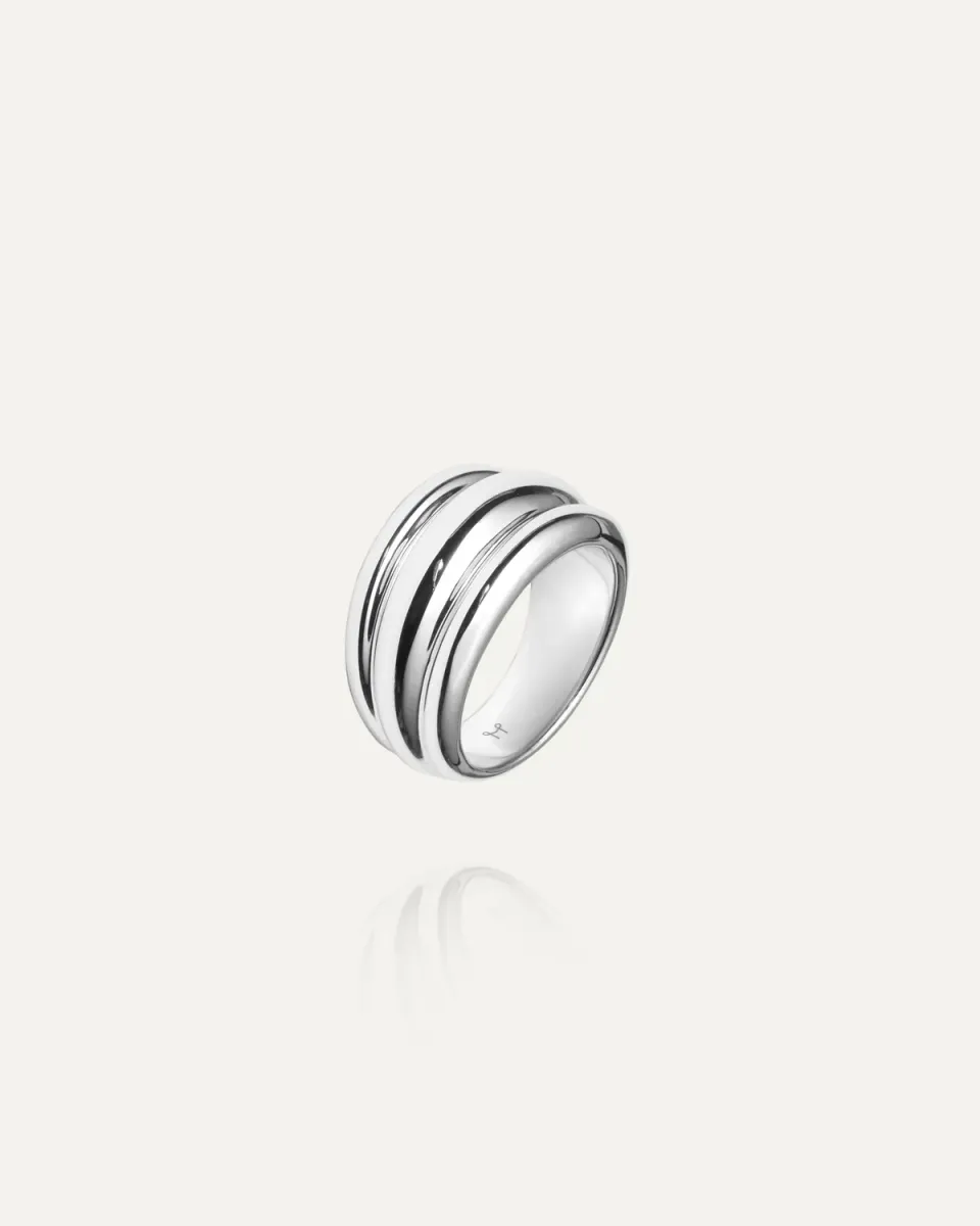 Mockberg Deco Ribbed ring sølv stål